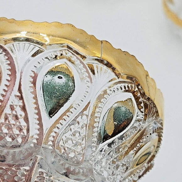 Northwood Glass-New Jersey Pattern 1900 EAPG  Bowls Set of 4 - Molded-Gold Trim - Picture 7 of 7